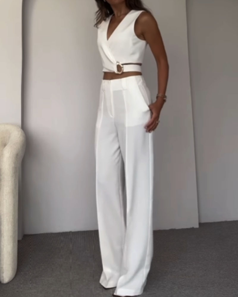 Olivia - Linnedragt Elegance i Crop Top