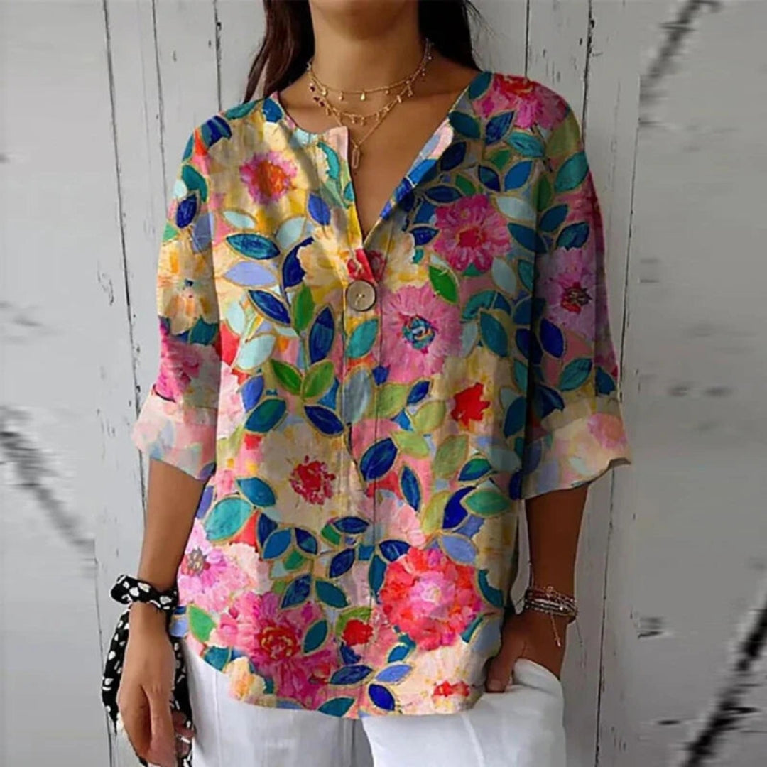 Aase - Vintage Blüten Bluse