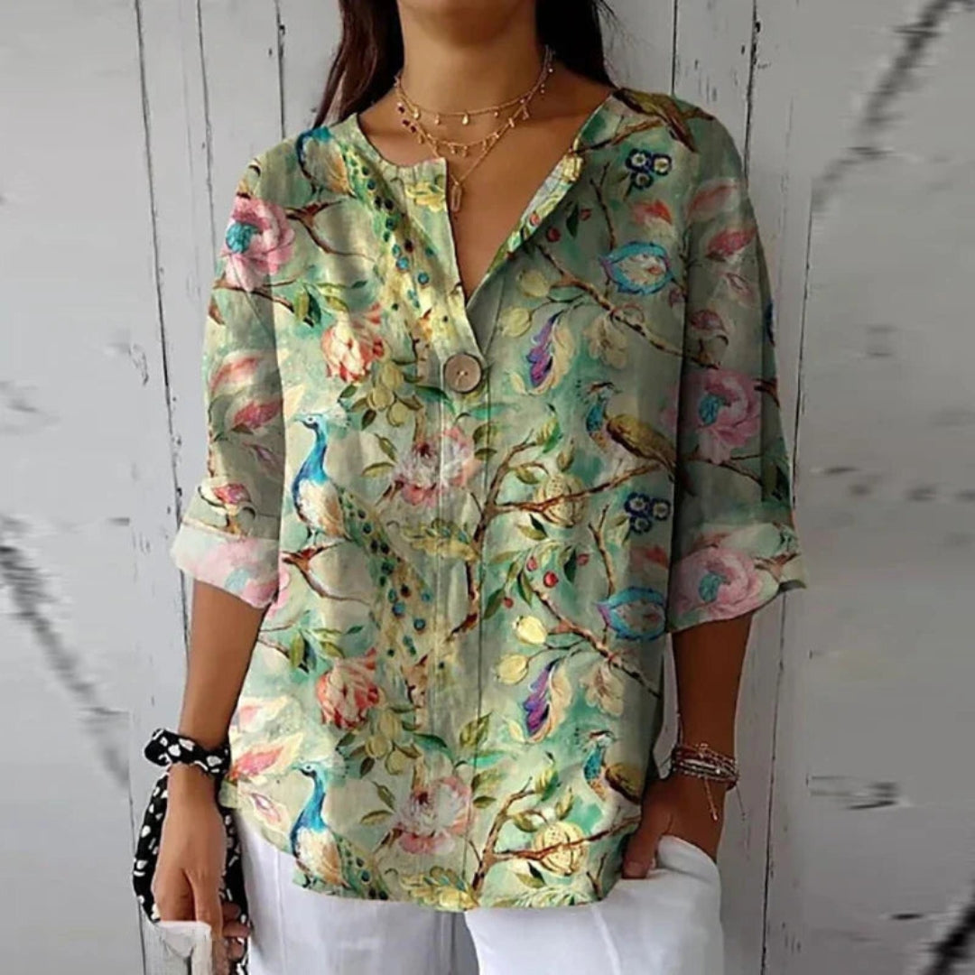 Aase - Vintage Blüten Bluse