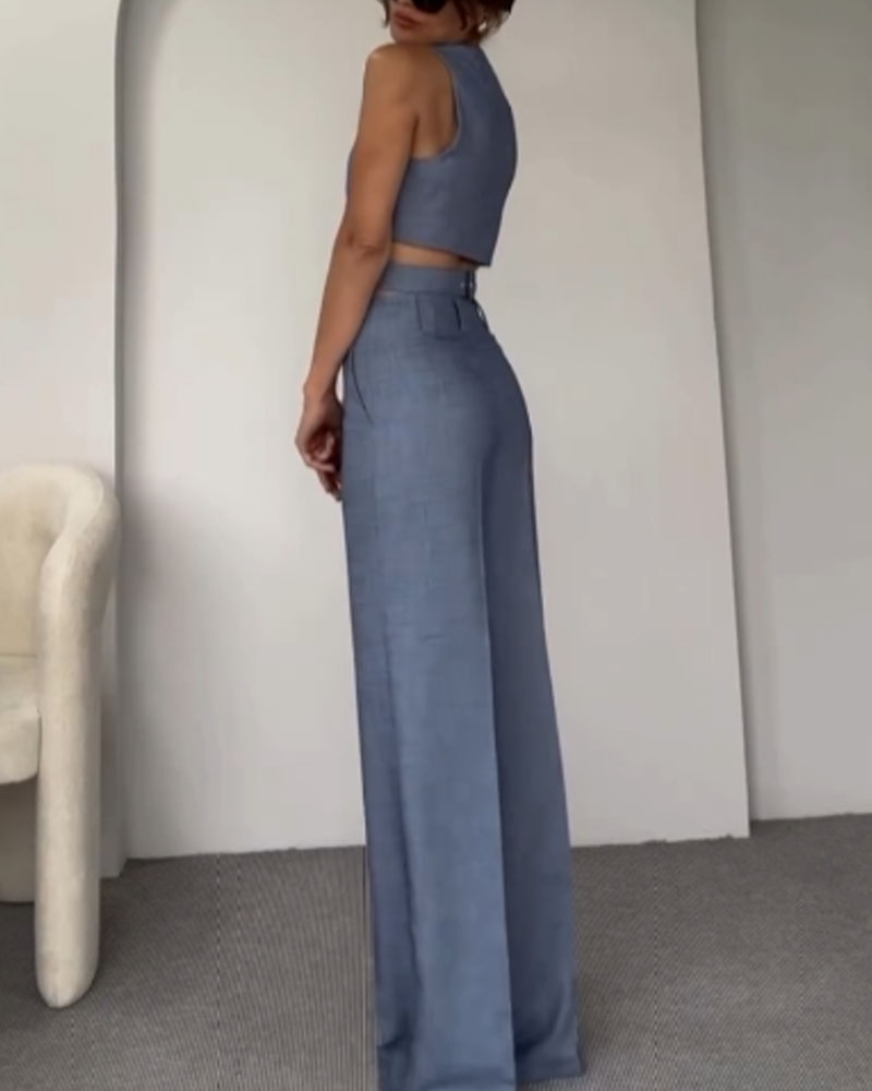 Olivia - Linnedragt Elegance i Crop Top